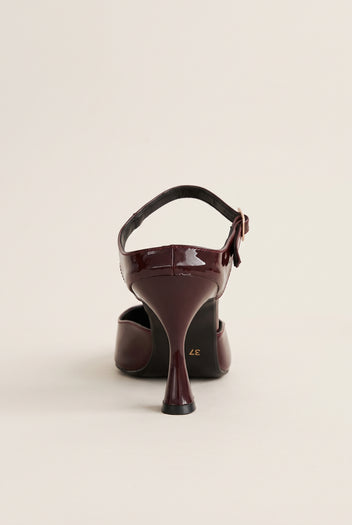 Stiletto Heel Mules D'Orsay - Bordeaux Patent