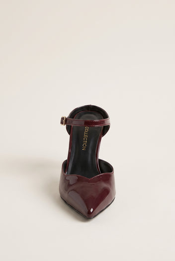 Stiletto Heel Mules D'Orsay - Bordeaux Patent