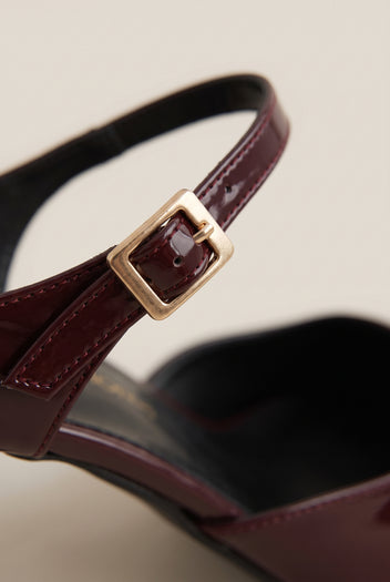 Stiletto Heel Mules D'Orsay - Bordeaux Patent