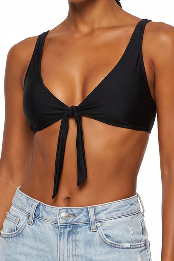 Bikini Top Crossback Tie Front - Black