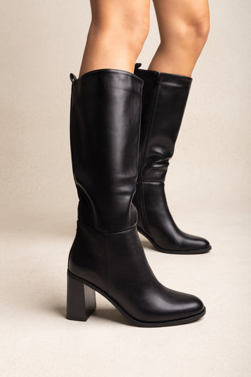 Block Heel Boots - Black Matte