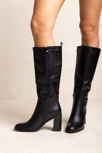 Block Heel Boots - Black Matte