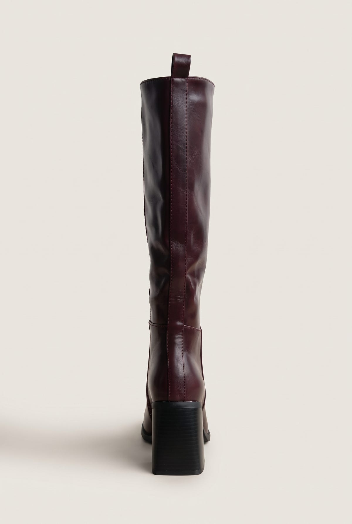 Block Heel Boots - Wine Matte