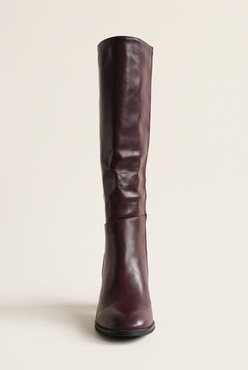 Block Heel Boots - Wine Matte