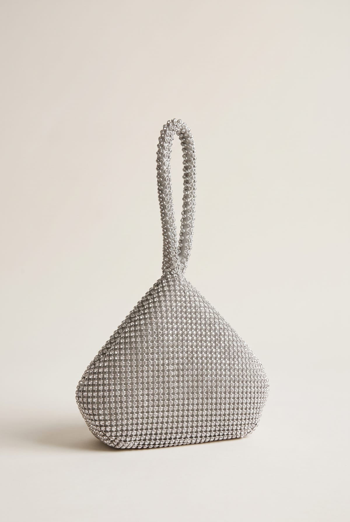 Βραδινό τσαντάκι clutch με στρας - Ασημί