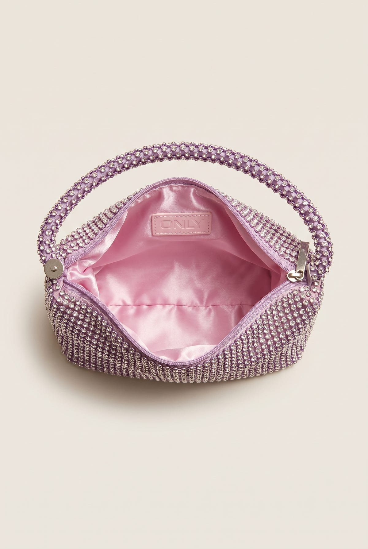 Βραδινό τσαντάκι clutch με στρας - Λιλά