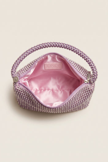 Βραδινό τσαντάκι clutch με στρας - Λιλά