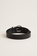 Leather Belt Silver Buckle - Black
