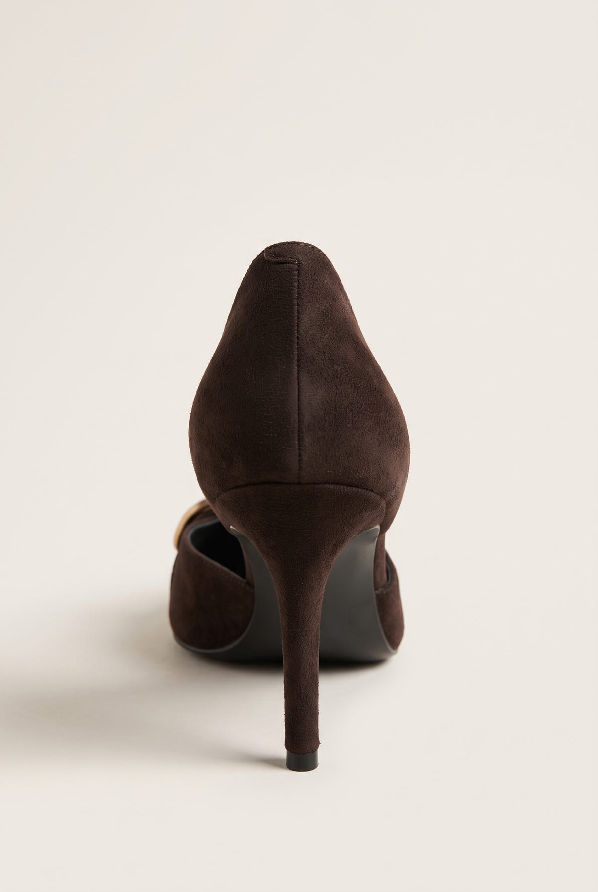 D'Orsay Pumps Buckle Strap - Brown Suede