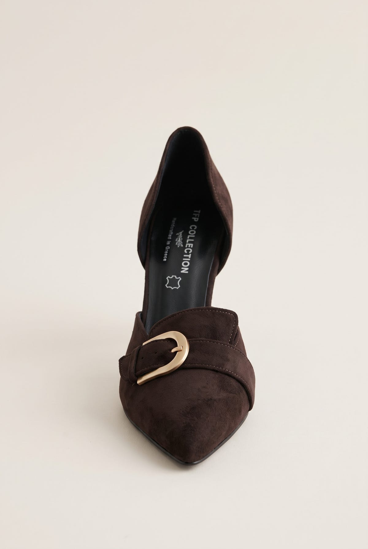 D'Orsay Pumps Buckle Strap - Brown Suede