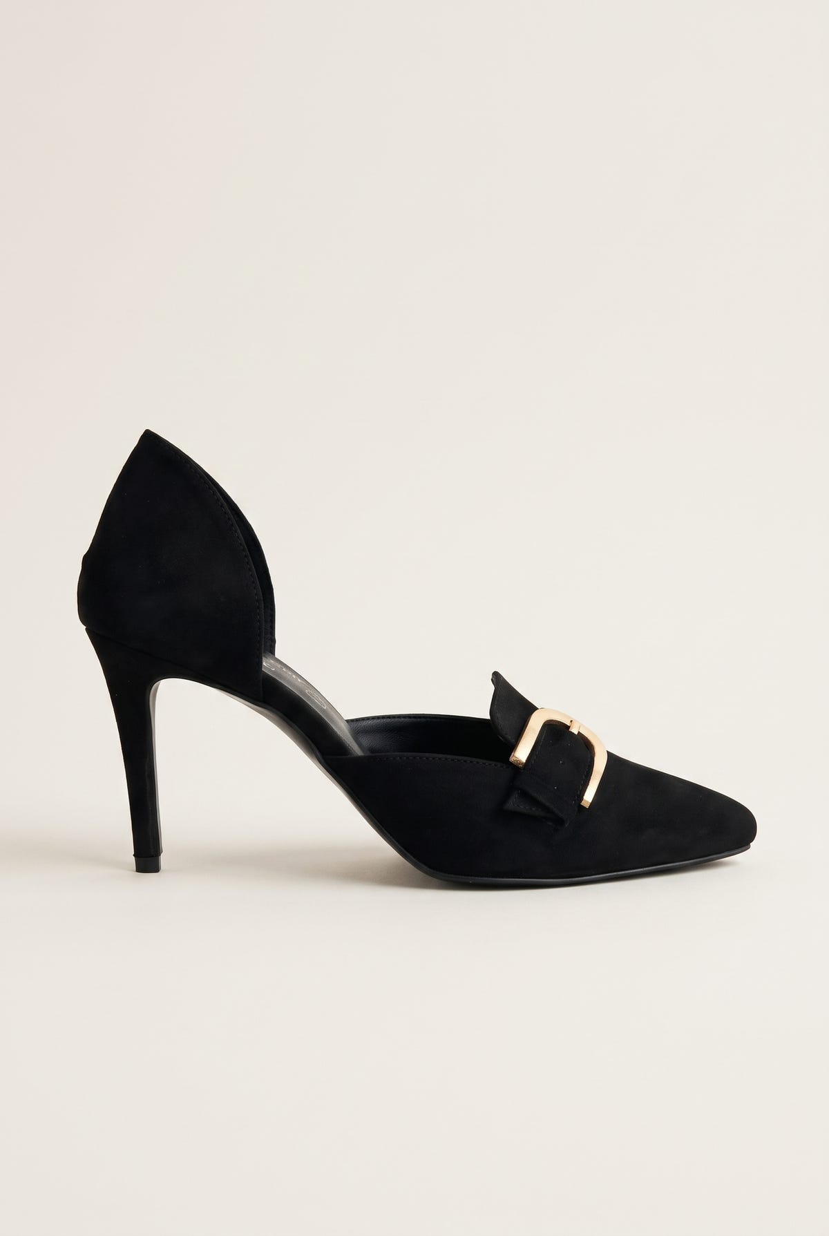 D'Orsay Pumps Buckle Strap - Black Suede
