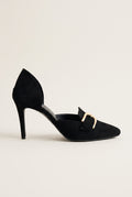 D'Orsay Pumps Buckle Strap - Black Suede