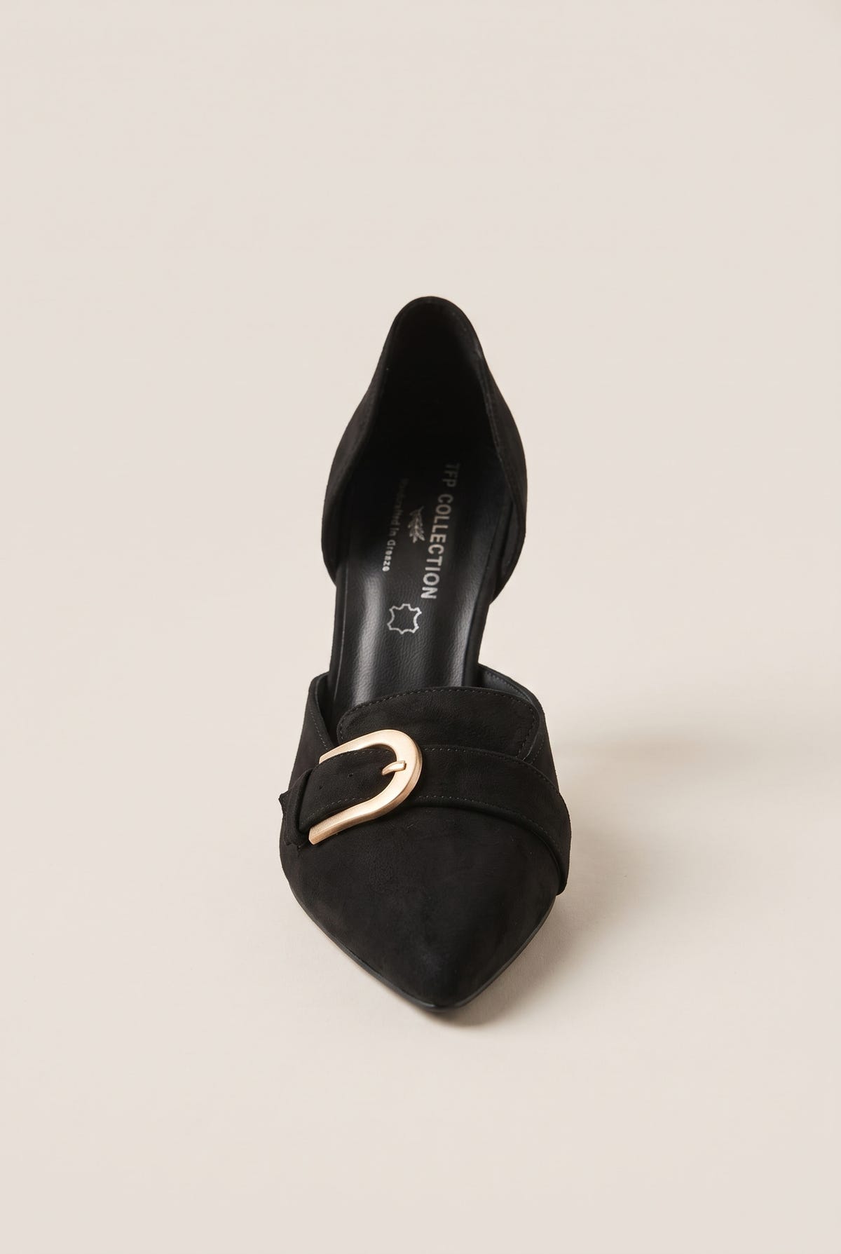 D'Orsay Pumps Buckle Strap - Black Suede