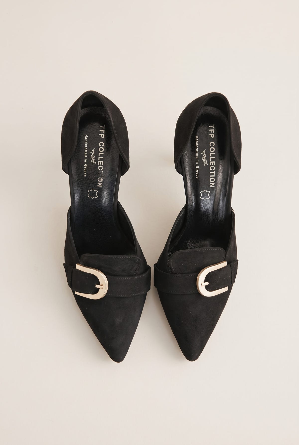 D'Orsay Pumps Buckle Strap - Black Suede