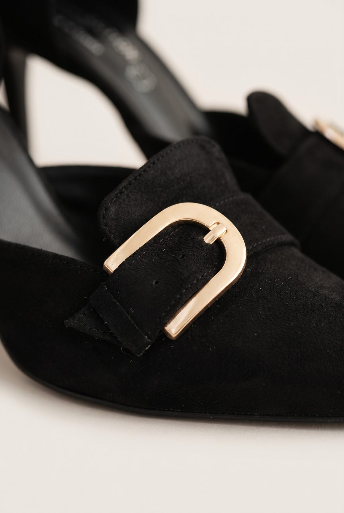 D'Orsay Pumps Buckle Strap - Black Suede
