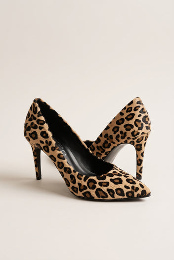 Stiletto Pumps Pointed Toe - Leopard Pony