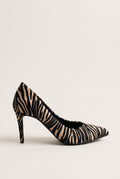 Stiletto Pumps Pointed Toe - Zebra Beige Pony