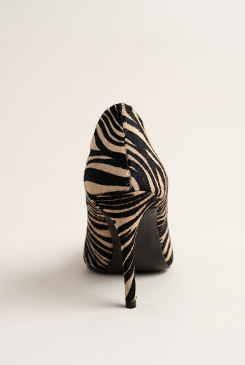 Stiletto Pumps Pointed Toe - Zebra Beige Pony