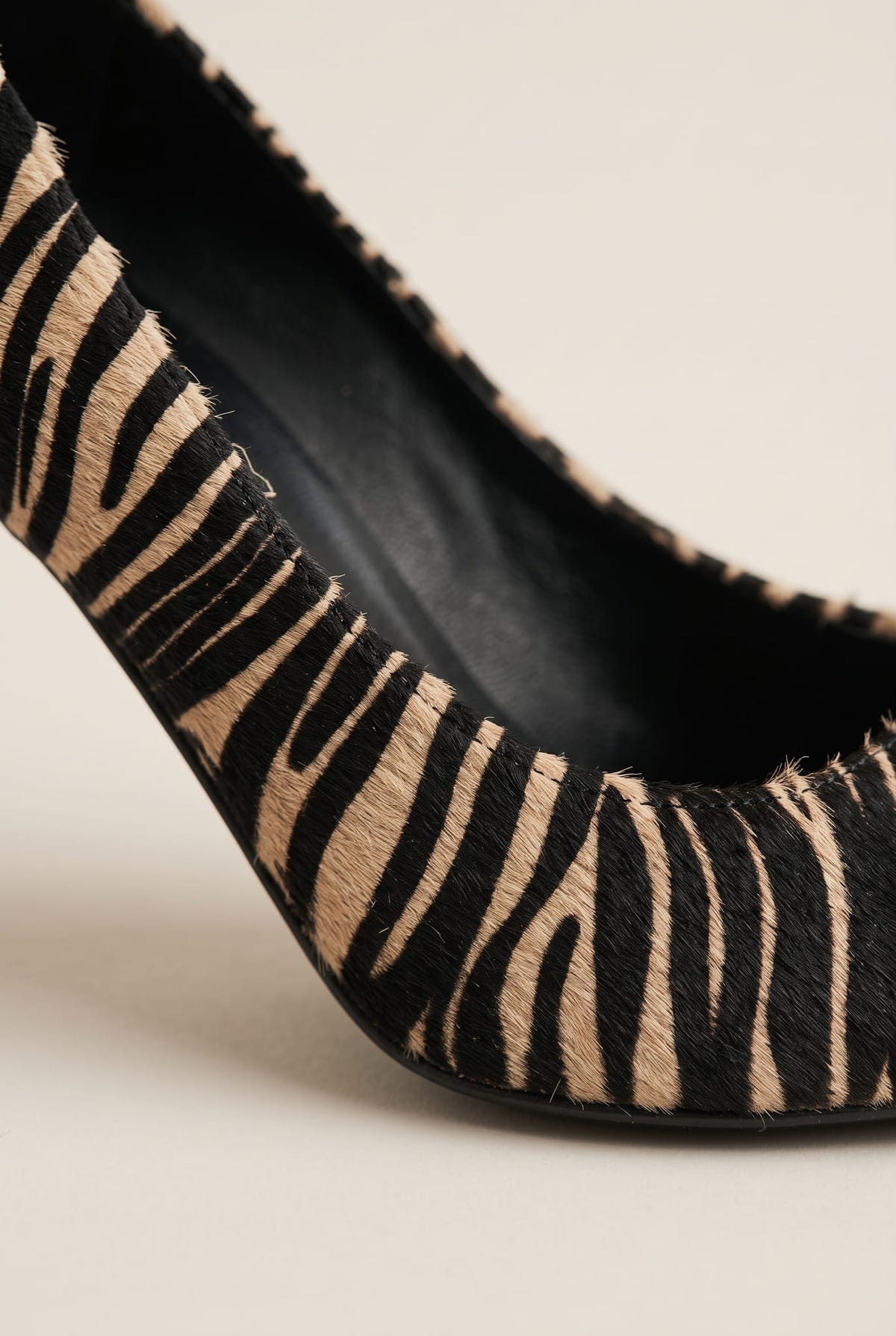 Stiletto Pumps Pointed Toe - Zebra Beige Pony