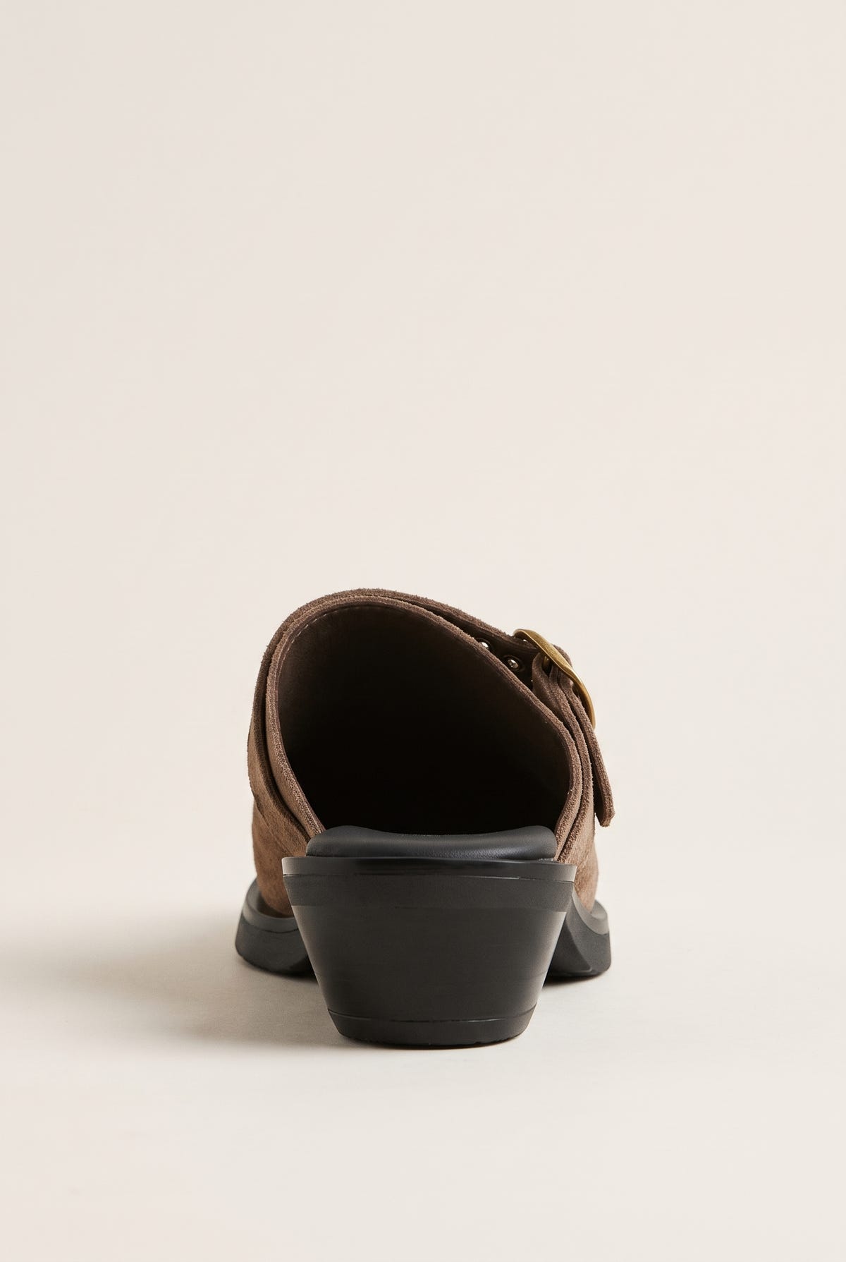 Clogs Buckle Strap - Beige Suede