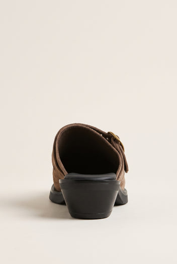 Clogs Buckle Strap - Beige Suede