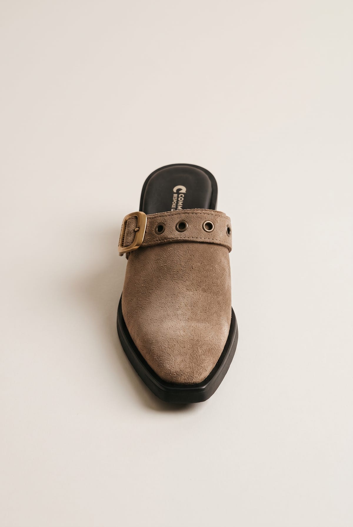 Clogs Buckle Strap - Beige Suede