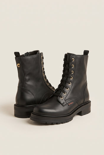 Lug Sole Combat Boots - Black Matte