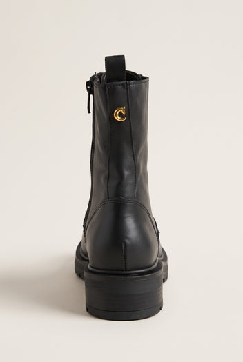 Lug Sole Combat Boots - Black Matte