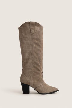 Beige Croc Suede
