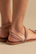 Rhinestone Sandals - Copper-Rhinestone Sandals - Copper