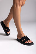 Sandalias de ante con with Cutouts - Negro
