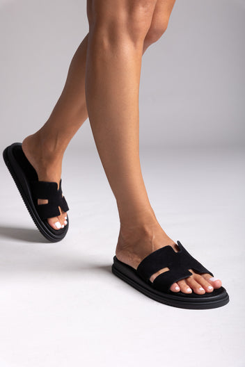 Sandales en daim à découpes - Noir