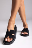 Sandalias de ante con with Cutouts - Negro