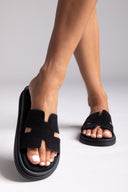 Sandalias de ante con with Cutouts - Negro