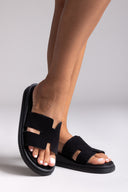 Sandalias de ante con with Cutouts - Negro