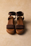 Σανδάλια flatforms καστόρινα Estil - Καφέ