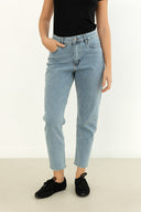 Τζιν παντελόνι ψηλόμεσο straight - Μπλε ανοιχτό