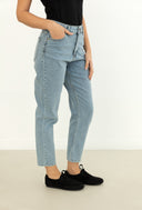 Τζιν παντελόνι ψηλόμεσο straight - Μπλε ανοιχτό