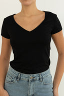 Μπλουζάκι basic κοντομάνικο - Μαύρο
