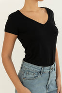 Μπλουζάκι basic κοντομάνικο - Μαύρο