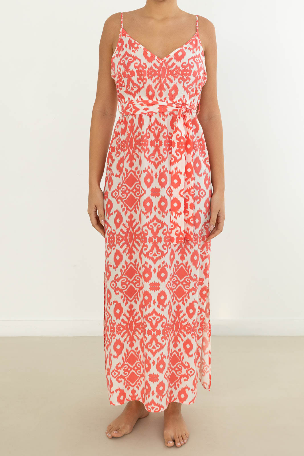 Printed Maxi Dress - Coral