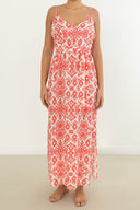 Φόρεμα μακρύ με print Vero Moda 10307995 - Κοραλί