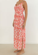 Φόρεμα μακρύ με print Vero Moda 10307995 - Κοραλί