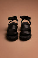 Σανδάλια δερμάτινα flatforms Estil - Μαύρο