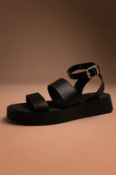 Σανδάλια δερμάτινα flatforms Estil - Μαύρο