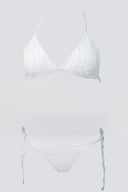 Bikini Set Perforated Top - White-Bikini Set Perforated Top - White