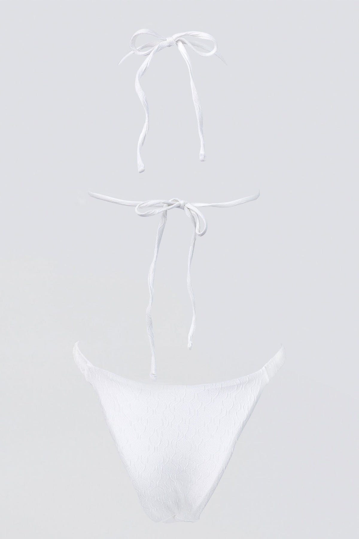 Bikini Set Perforated Top - White-Bikini Set Perforated Top - White