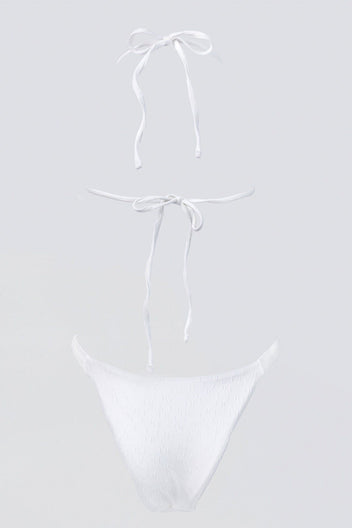 Bikini Set Perforated Top - White-Bikini Set Perforated Top - White