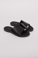 Σανδάλια δερμάτινα με ασύμμετρη φάσα Estil - Μαύρο