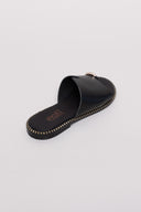 Σανδάλια δερμάτινα με ασύμμετρη φάσα Estil - Μαύρο